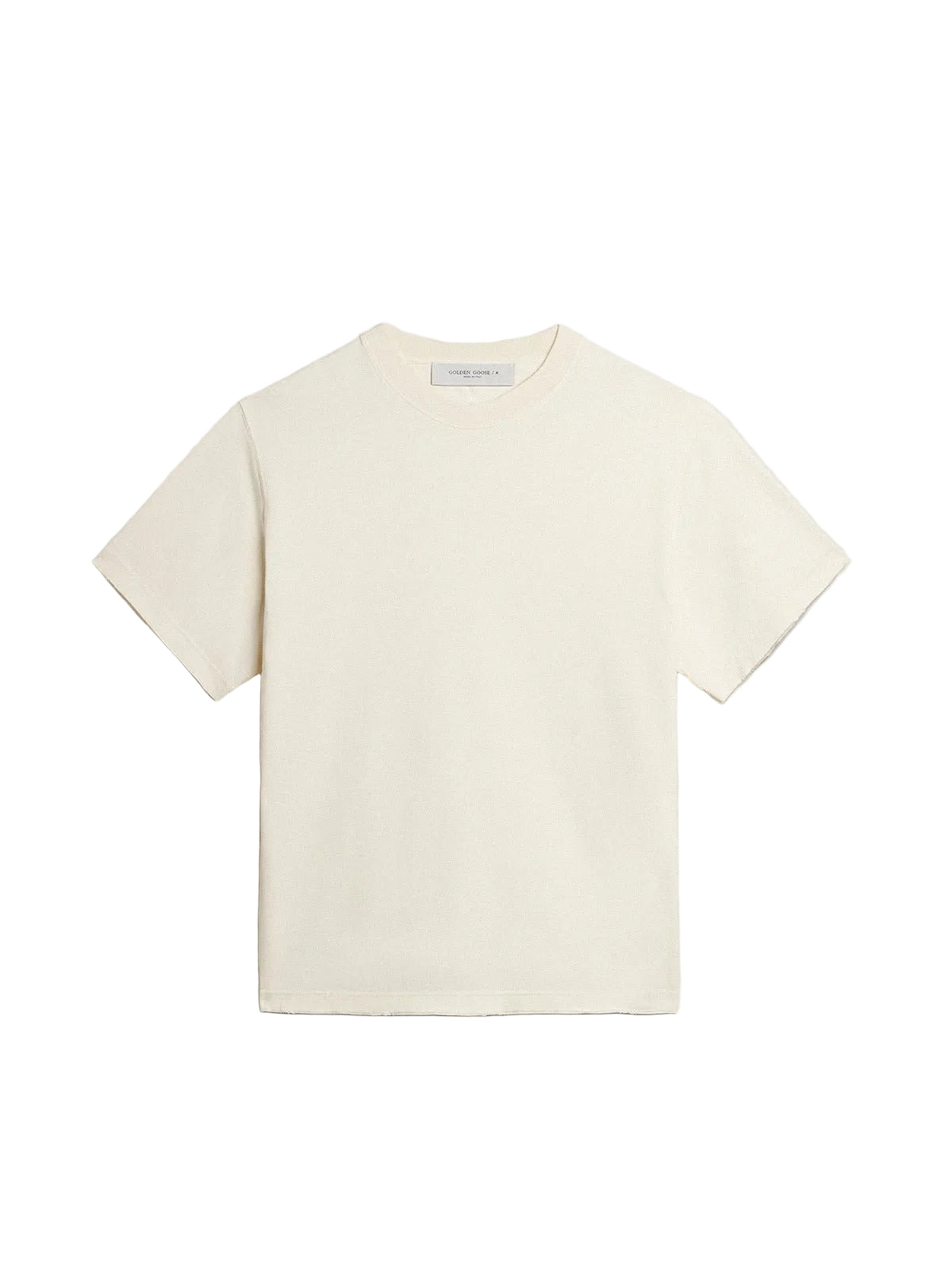 T-shirt in Aged White with Reverse Logo on the Back-GOLDEN GOOSE-Verso