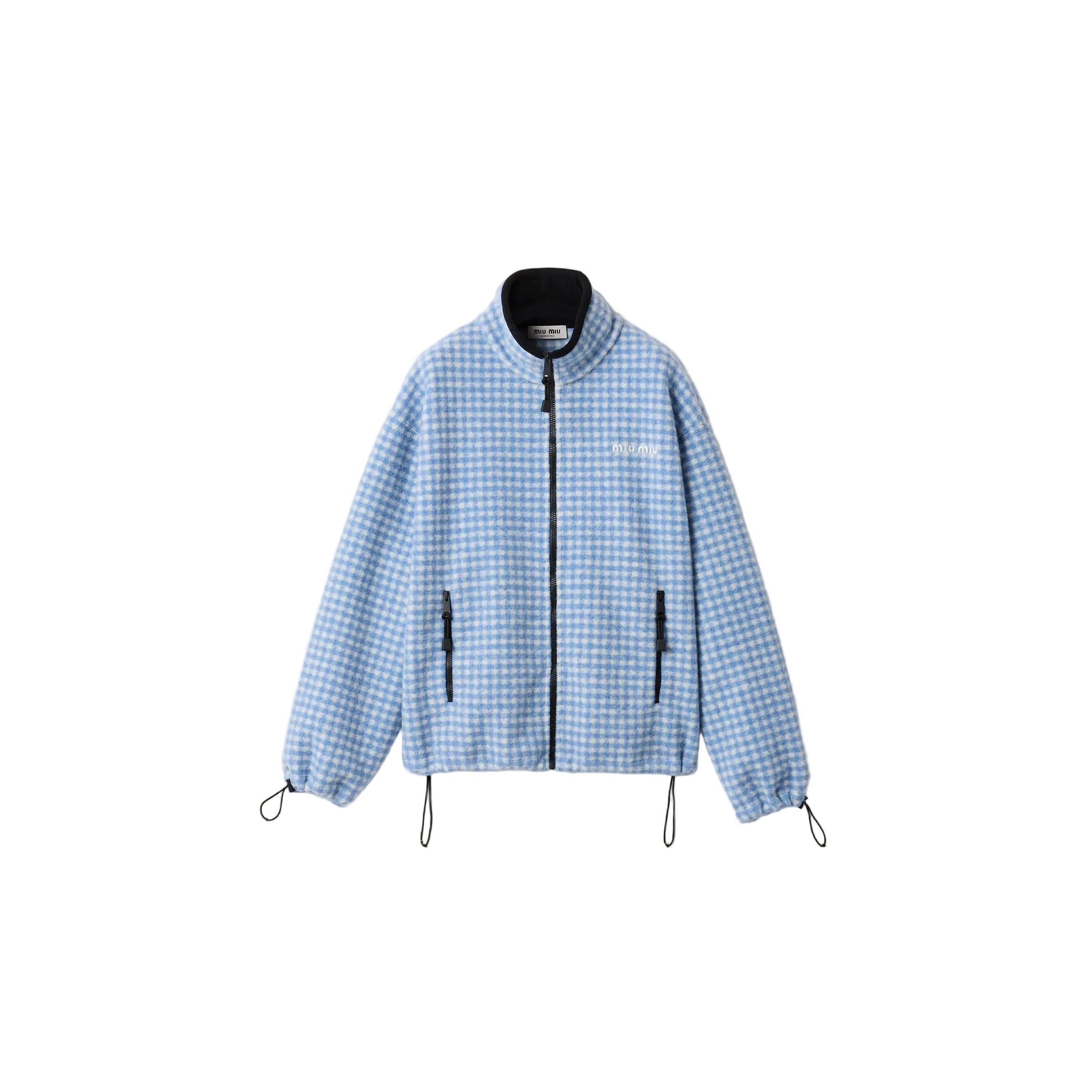 Gingham check fleece jacket