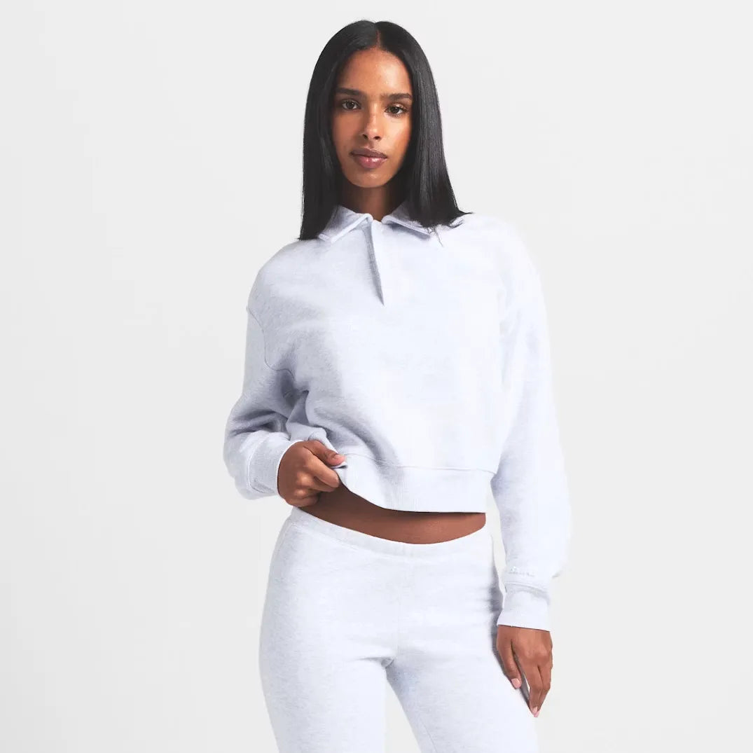 Cotton fleece polo sweatshirt-SKIMS-Verso