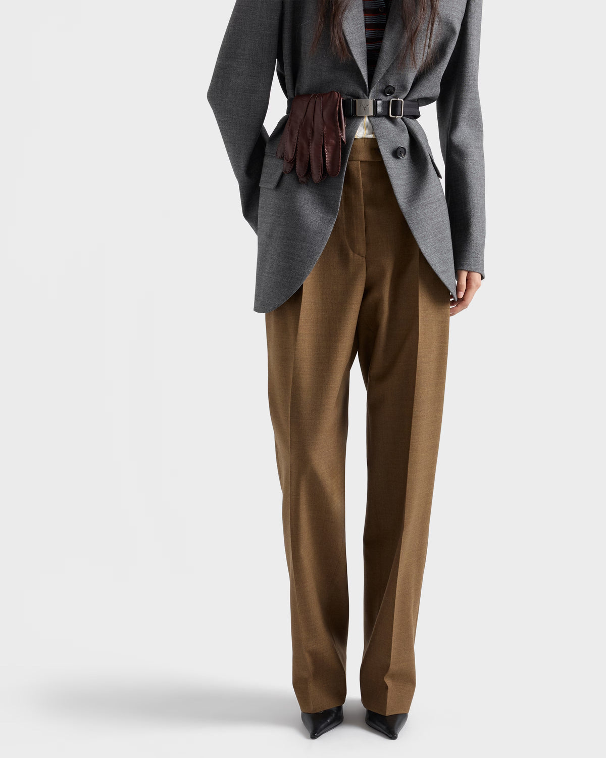Virgin Wool Pleated Pants-PRADA-Verso