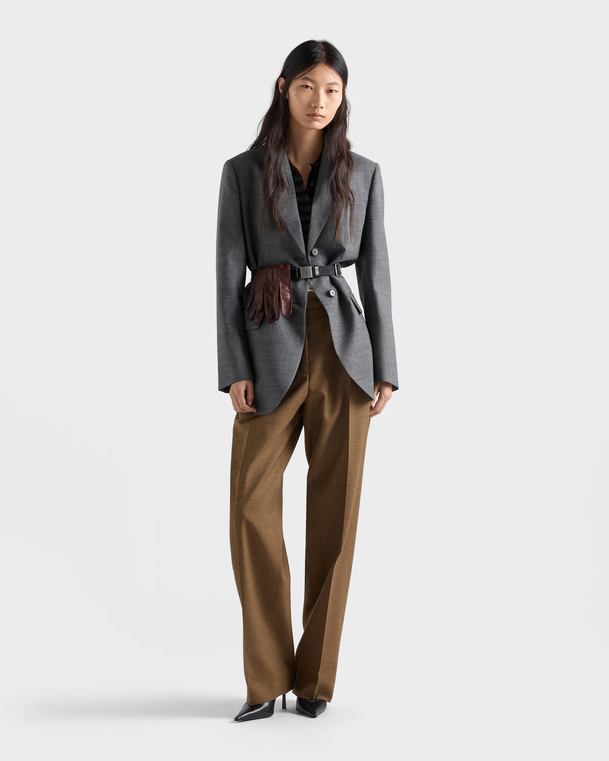 Virgin Wool Pleated Pants-PRADA-Verso