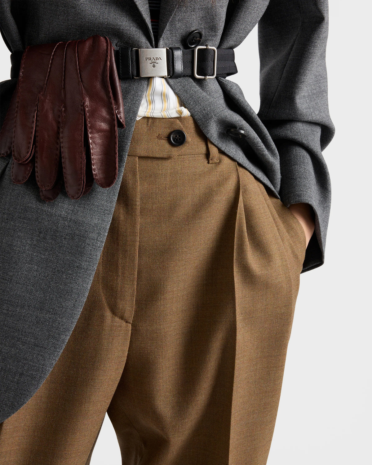 Virgin Wool Pleated Pants-PRADA-Verso