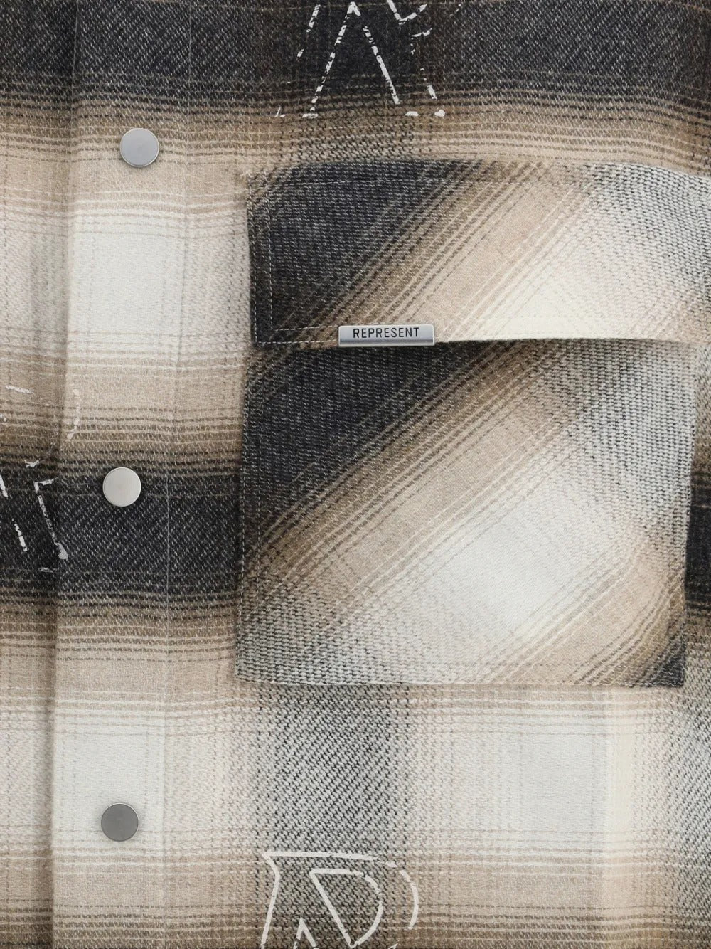 Initial-motif Flannel Shirt-REPRESENT-Verso
