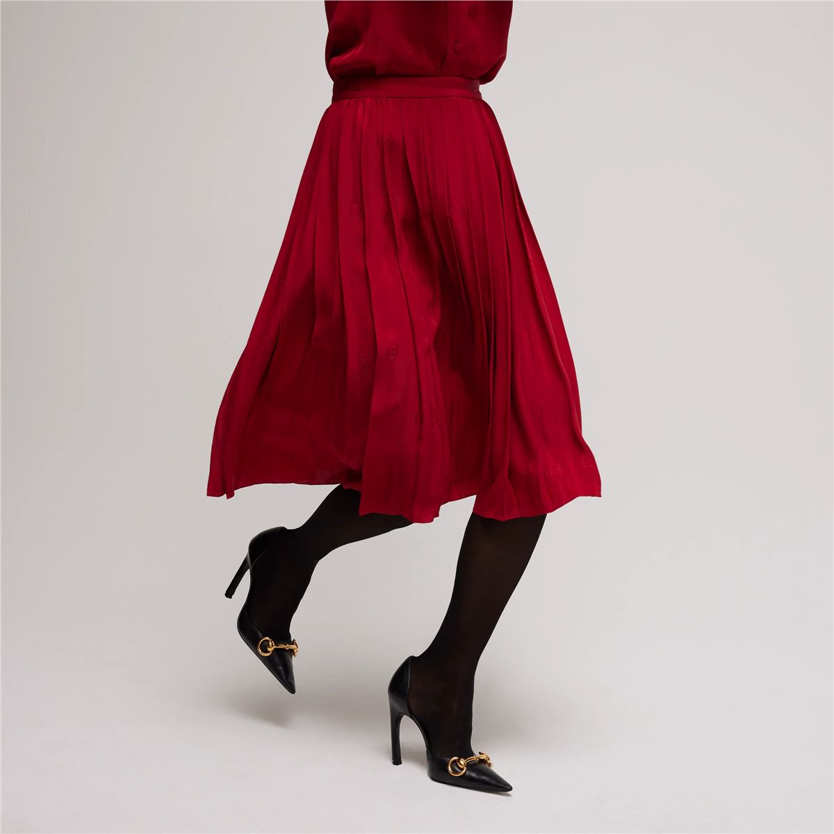 Interlocking g chain silk jacquard midi skirt-GUCCI-Verso