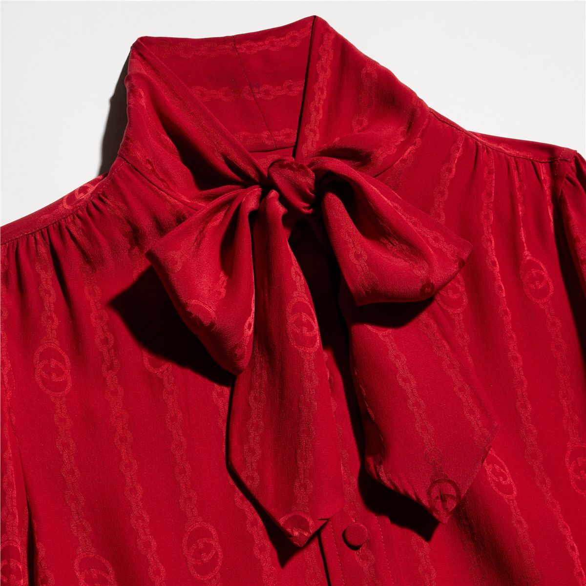 Interlocking g chain silk jacquard shirt-GUCCI-Verso
