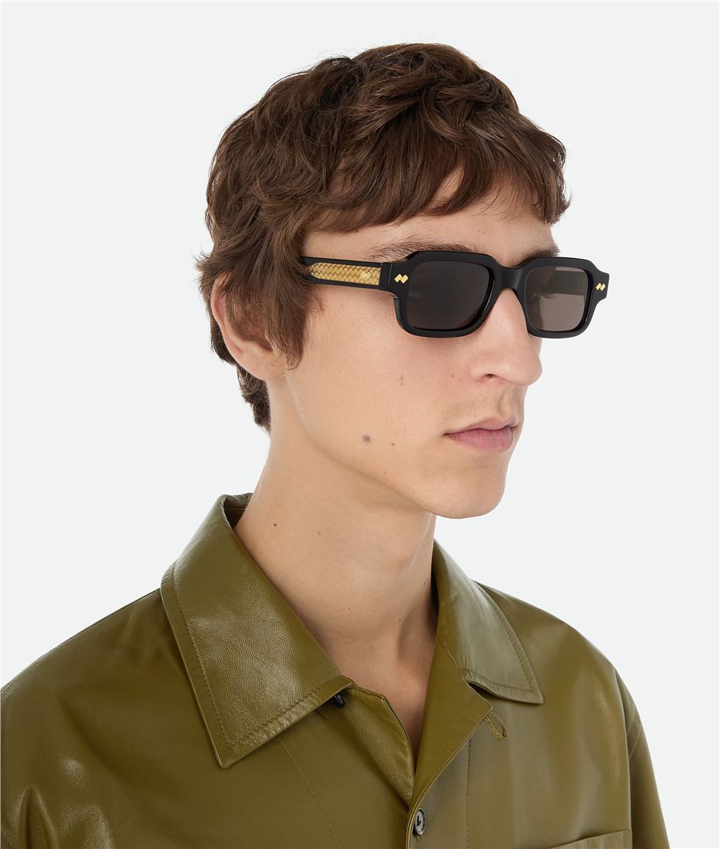Intrecciato rectangular sunglasses-BOTTEGA VENETA-Verso