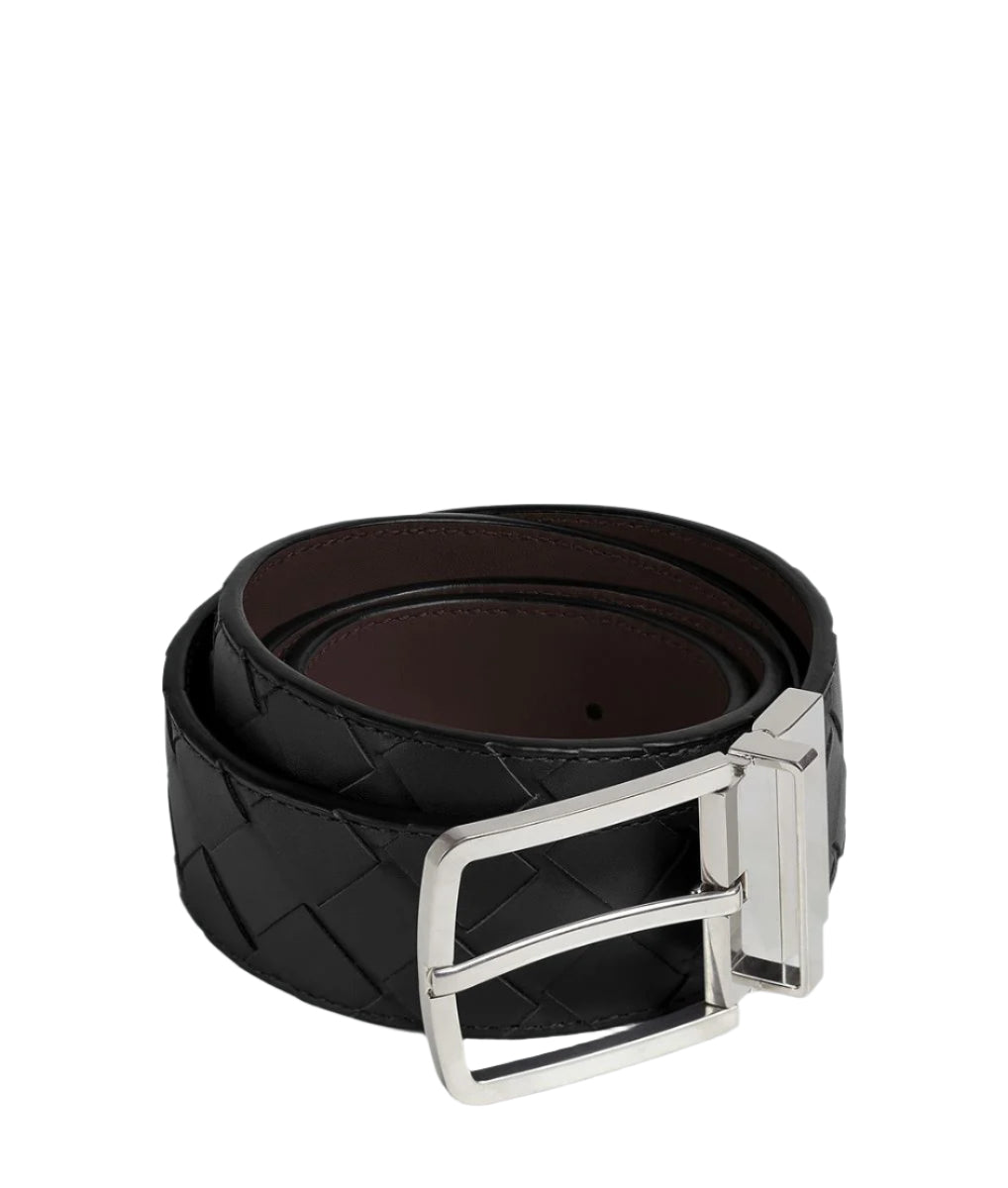INTRECCIATO REVERSIBLE BELT BLACK / FONDANT-BOTTEGA VENETA-Verso