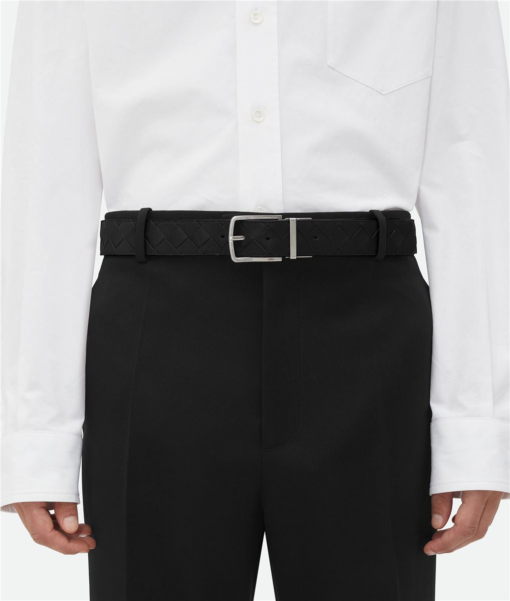 INTRECCIATO REVERSIBLE BELT BLACK / FONDANT-BOTTEGA VENETA-Verso