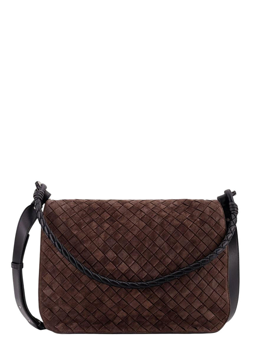 intrecciato suede shoulder bag-BOTTEGA VENETA-Verso