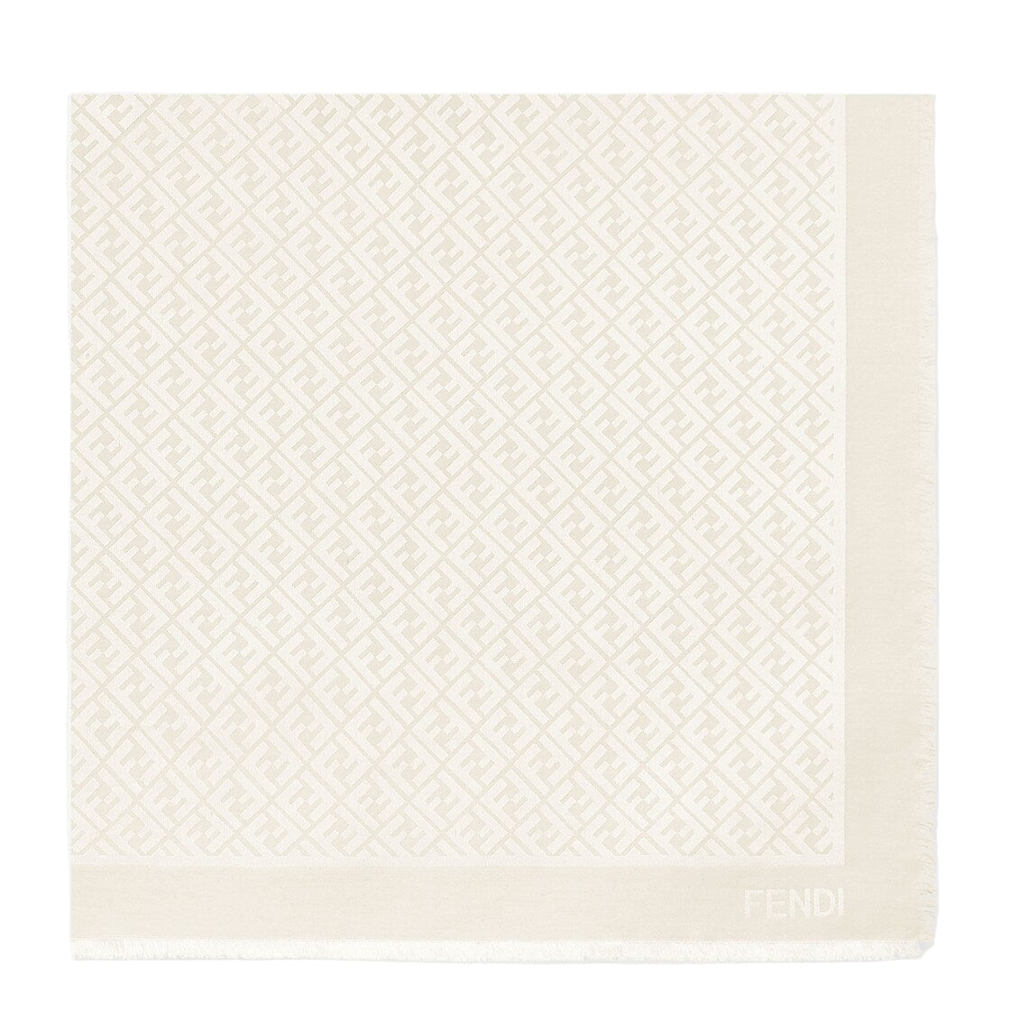 Ivory organic silk shawl-FENDI-Verso