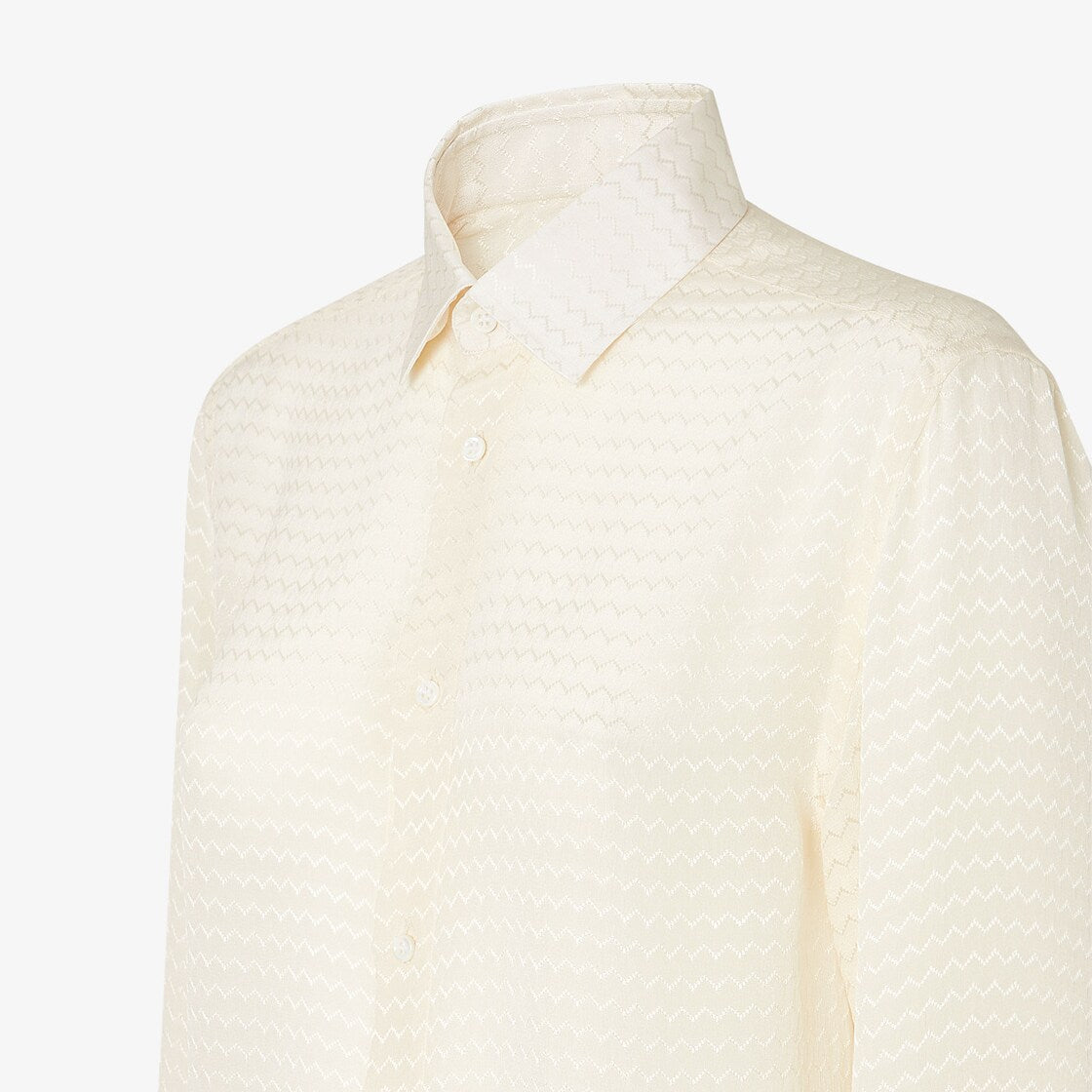 Ivory silk jacquard shirt-FENDI-Verso