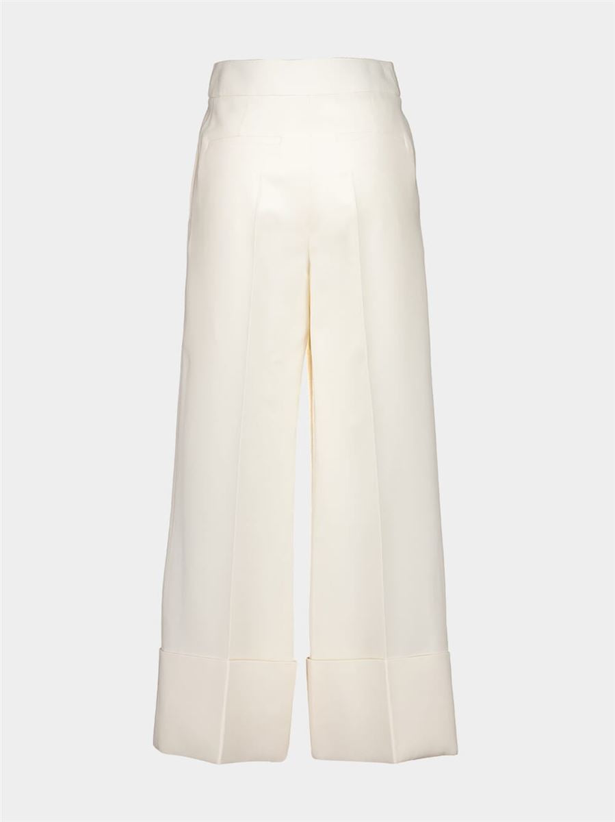 IVORY WIDE-LEG VIRGIN WOOL CREPE TROUSERS -  VALENTINO -  Verso