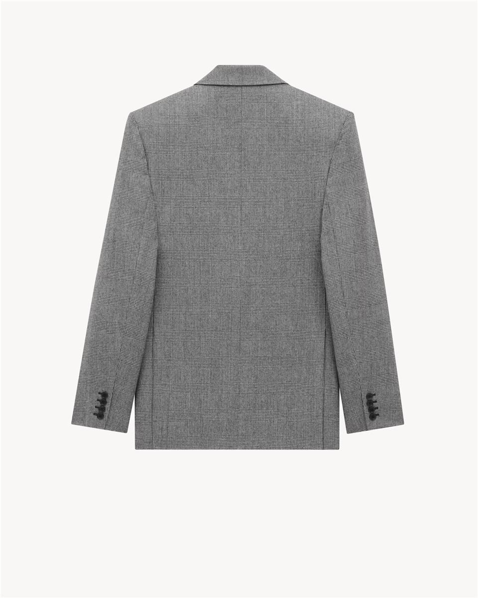 Jacket in Prince of Wales Wool Flannel-SAINT LAURENT-Verso