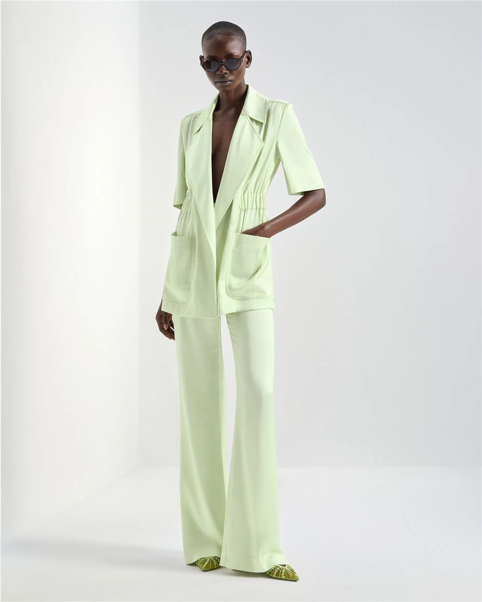 Jacket with short sleeves and waist gathering-GENNY-Verso