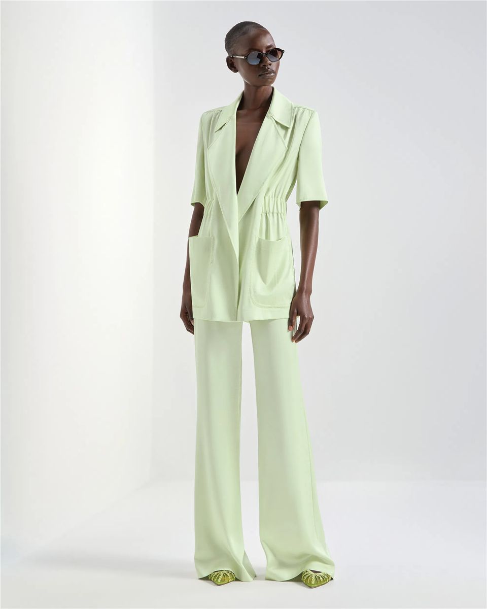 Jacket with short sleeves and waist gathering-GENNY-Verso