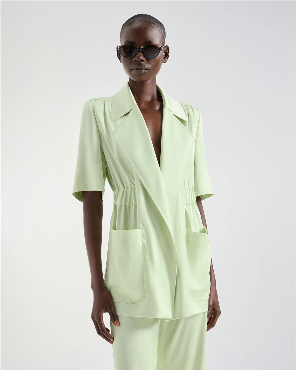 Jacket with short sleeves and waist gathering-GENNY-Verso