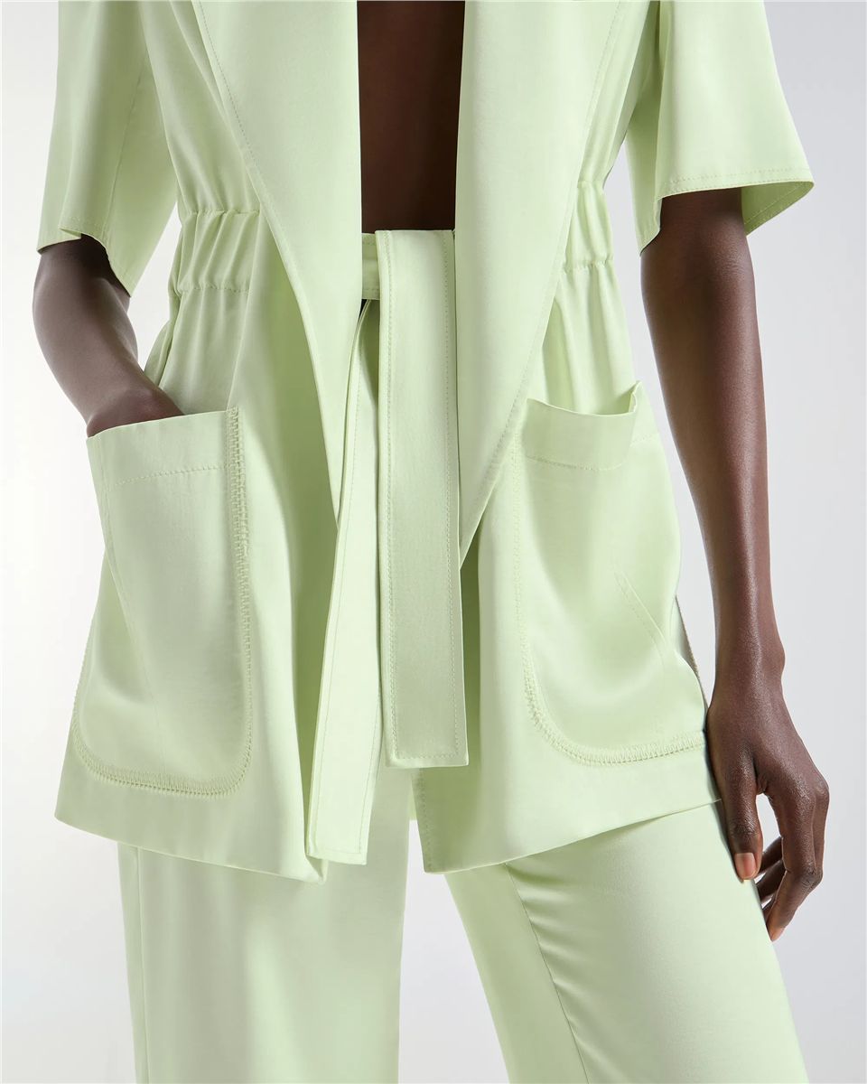 Jacket with short sleeves and waist gathering-GENNY-Verso