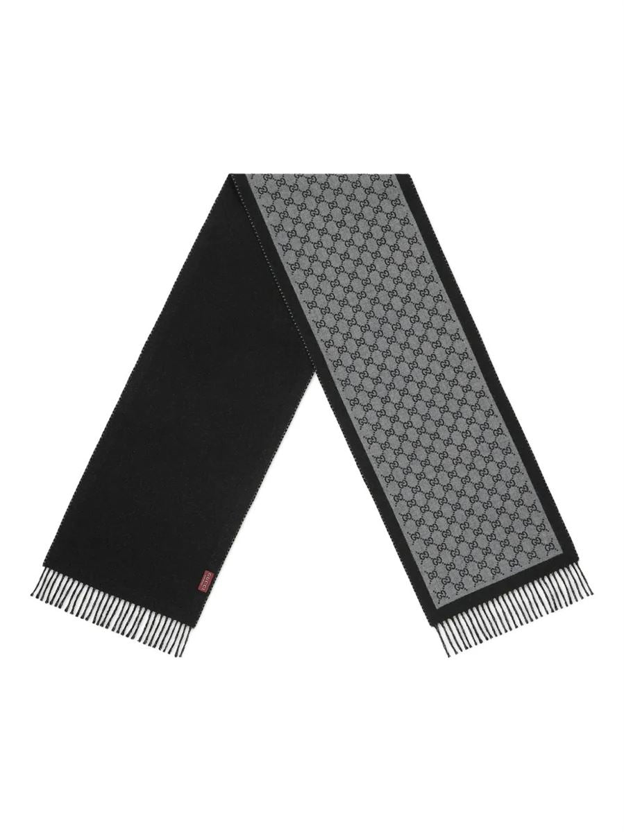 Jacquard fringed scarf-GUCCI-Verso