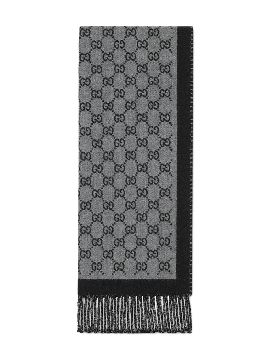 Jacquard fringed scarf-GUCCI-Verso