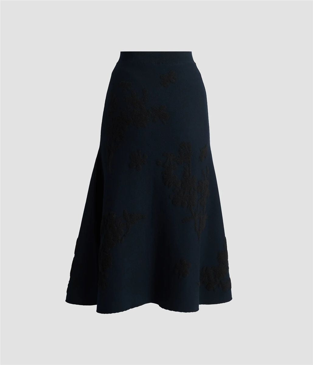 Jacquard midi knit skirt