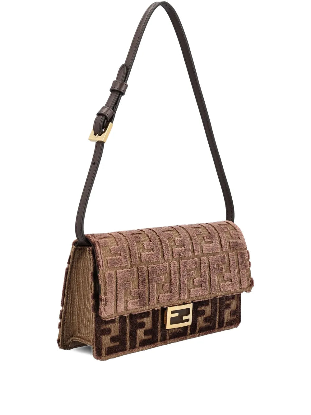 Jacquard-pattern buckle shoulder bag-FENDI-Verso