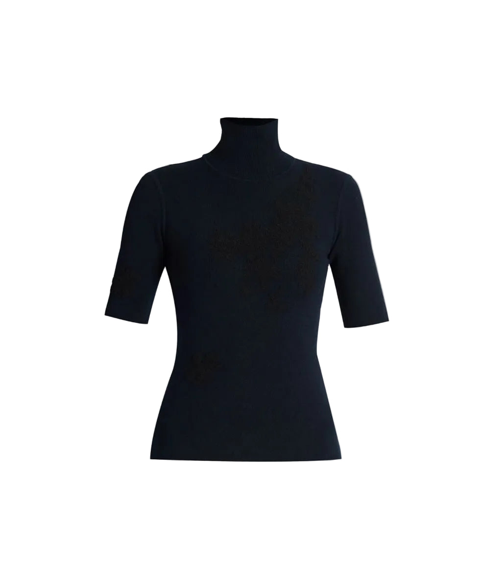 Jacquard short sleeve knit top