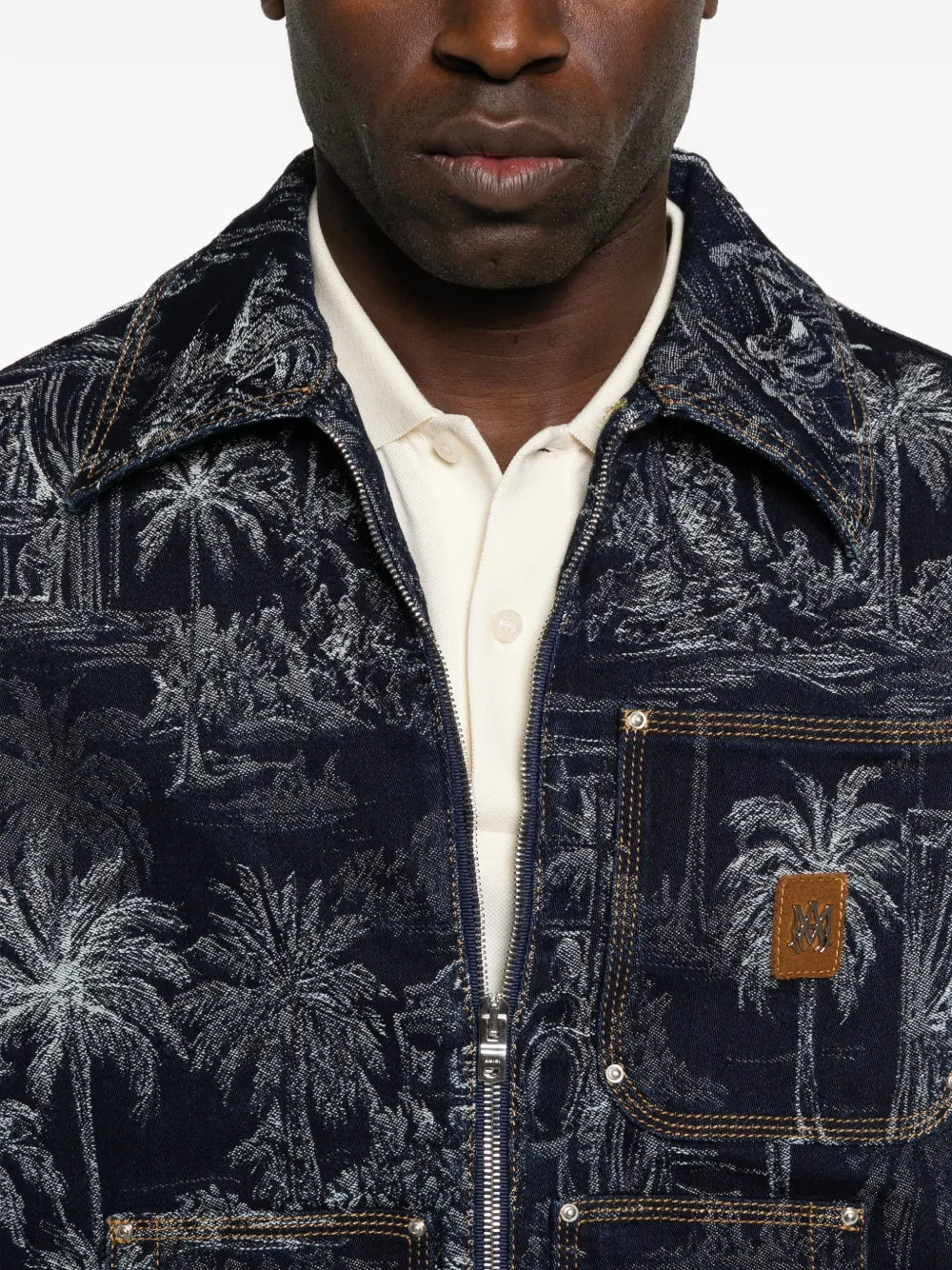 Jacquard zip chateau palms jacket-AMIRI-Verso