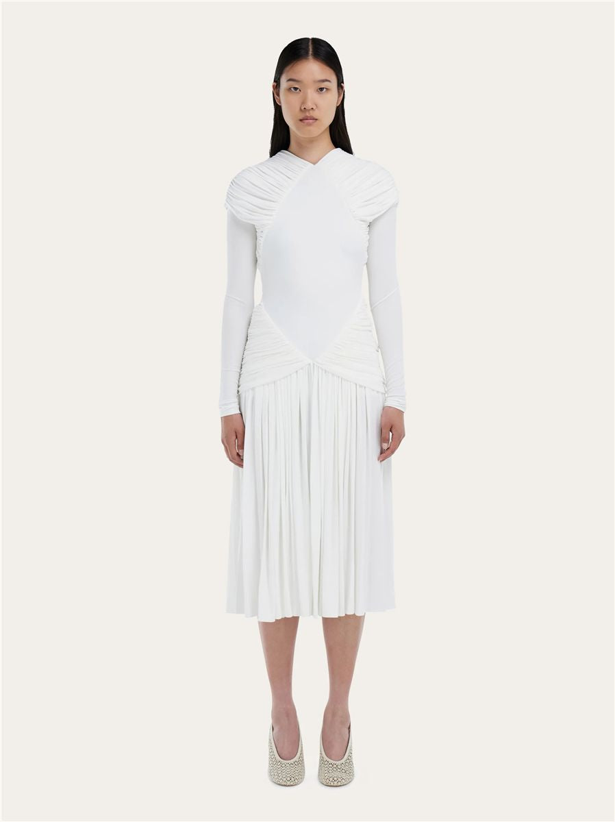 Jersey dress with ruched detail-FERRAGAMO-Verso