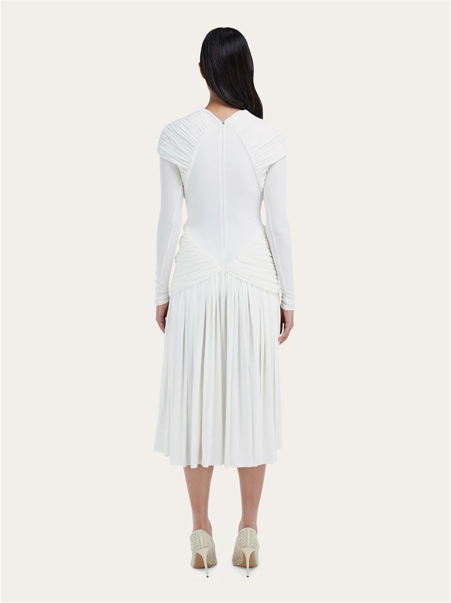 Jersey dress with ruched detail-FERRAGAMO-Verso