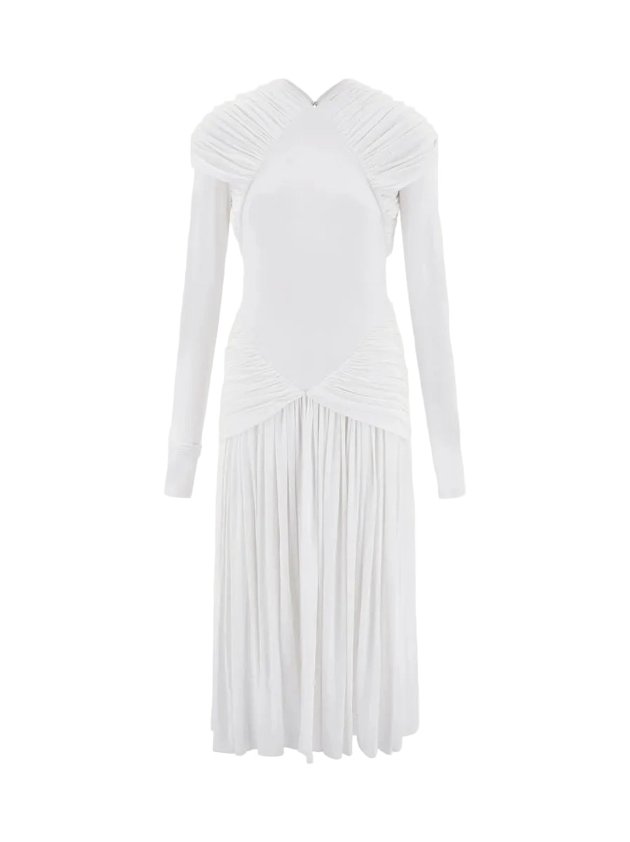 Jersey dress with ruched detail-FERRAGAMO-Verso
