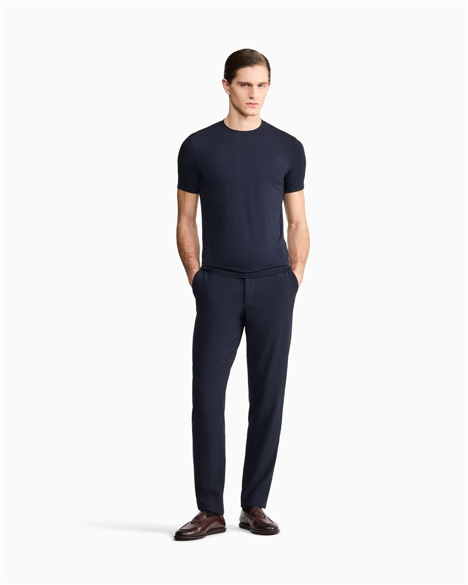 Jersey t-shirt in stretch viscose with a crew neck icon-GIORGIO ARMANI-Verso