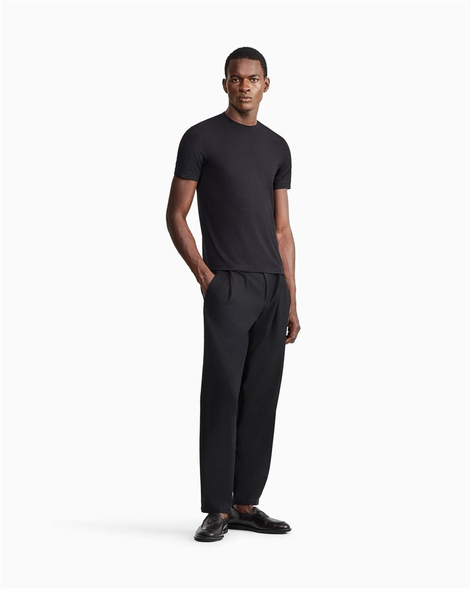 Jersey t-shirt in stretch viscose with a crew neck icon-GIORGIO ARMANI-Verso