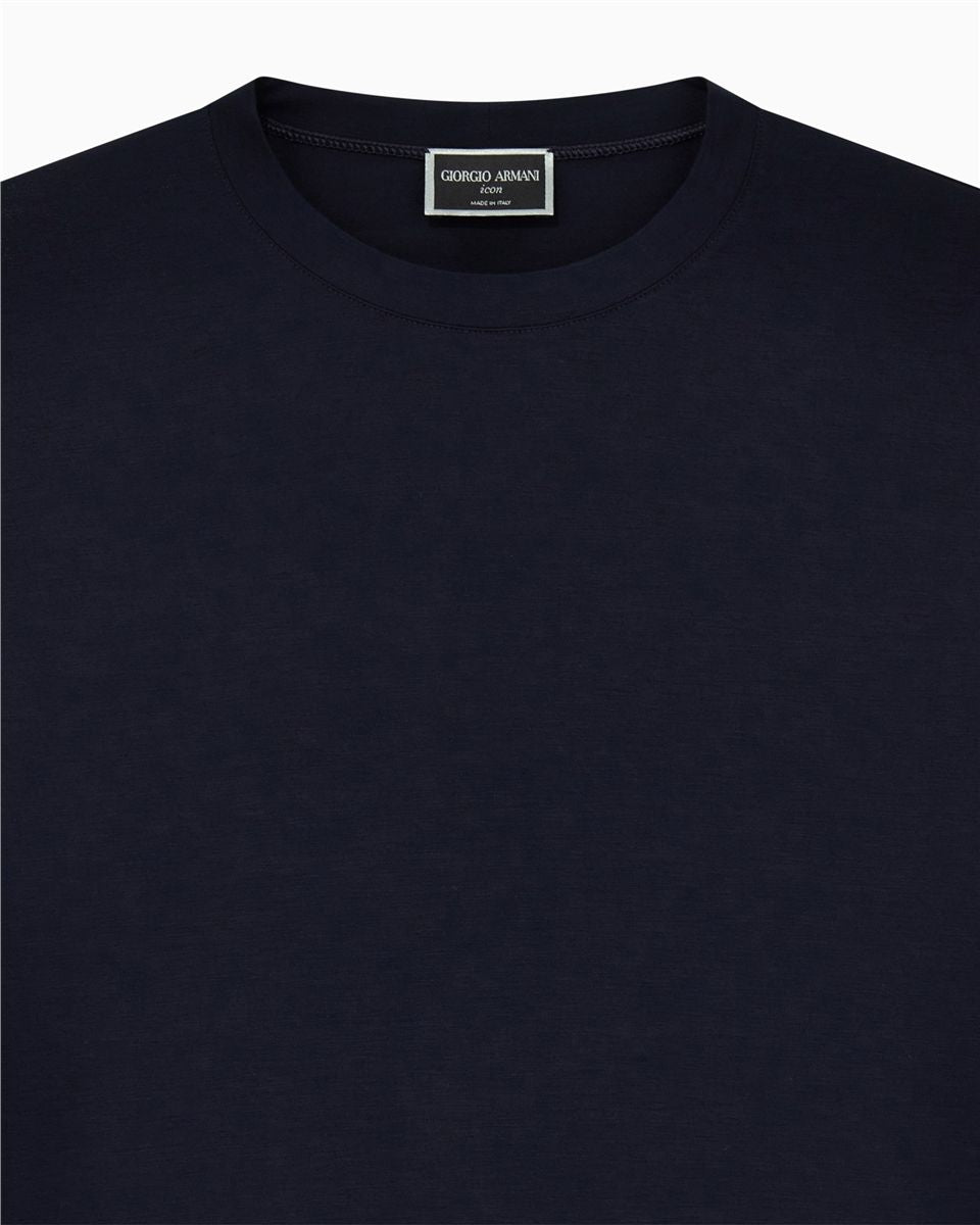 Jersey t-shirt in stretch viscose with a crew neck icon-GIORGIO ARMANI-Verso