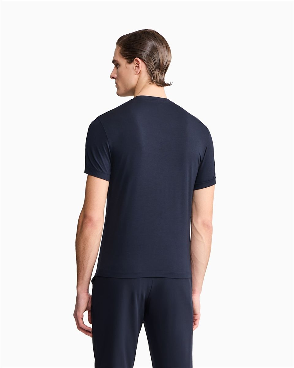 Jersey t-shirt in stretch viscose with a crew neck icon-GIORGIO ARMANI-Verso