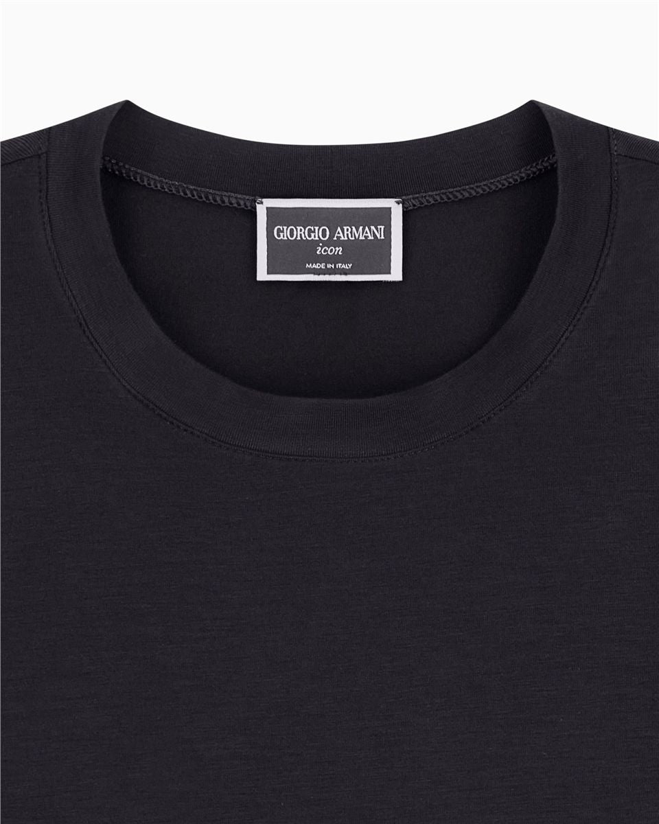 Jersey t-shirt in stretch viscose with a crew neck icon-GIORGIO ARMANI-Verso