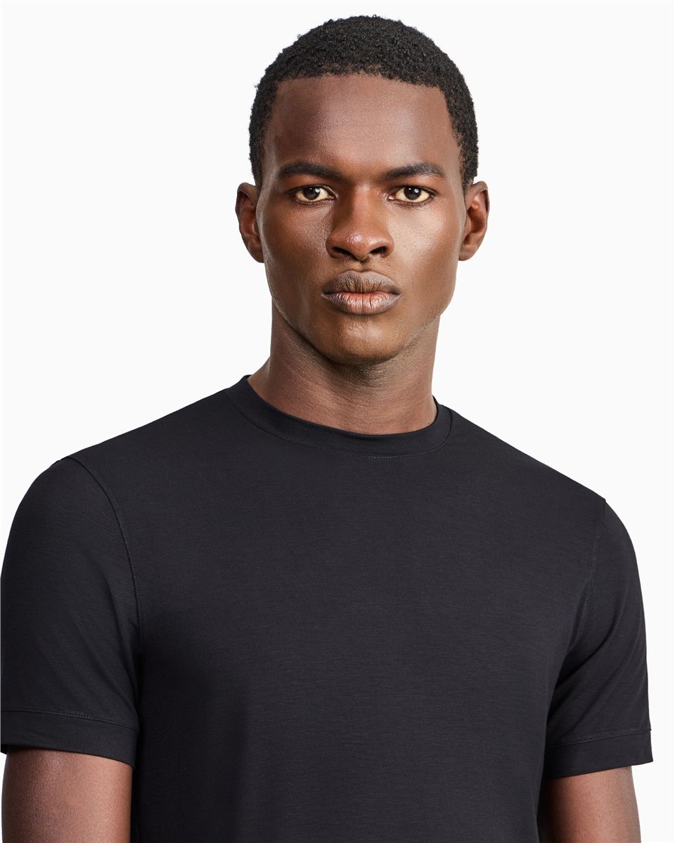 Jersey t-shirt in stretch viscose with a crew neck icon-GIORGIO ARMANI-Verso
