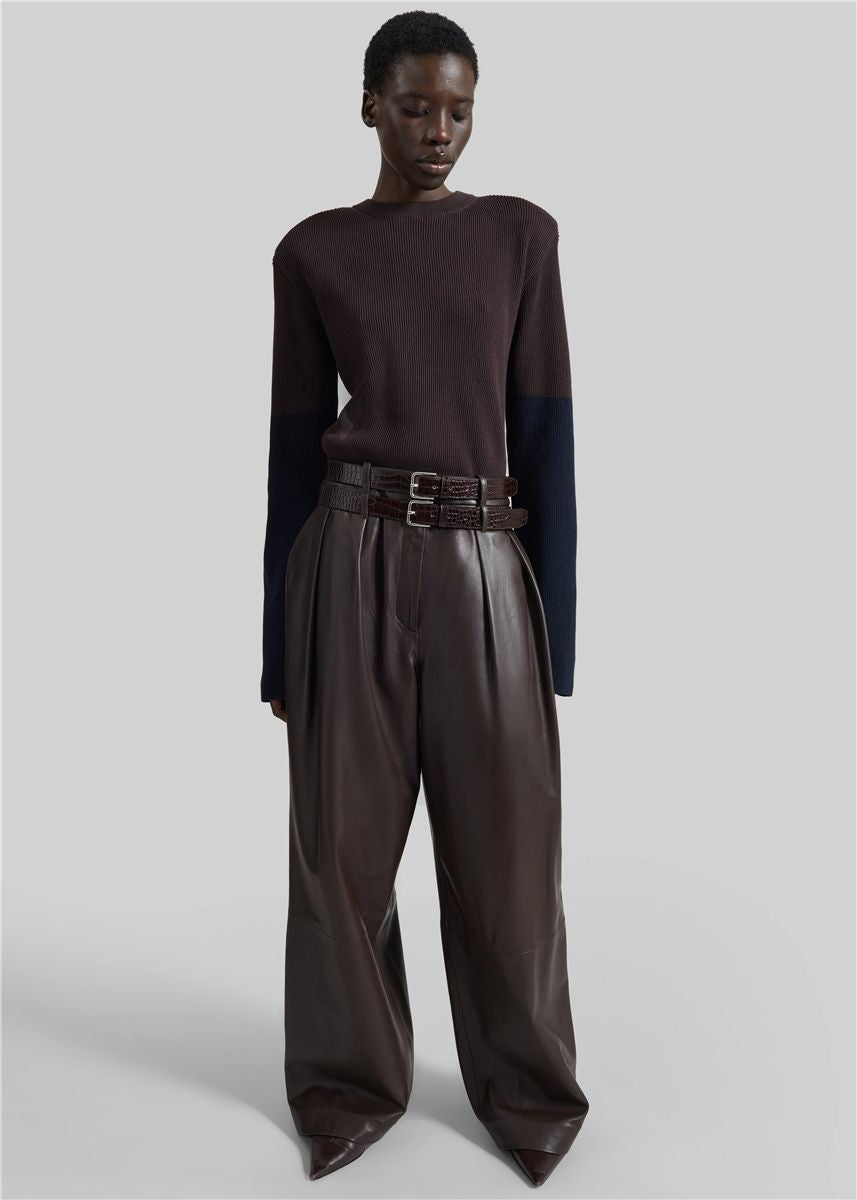 Jeva faux leather double belt loop trousers-THE FRANKIE SHOP-Verso