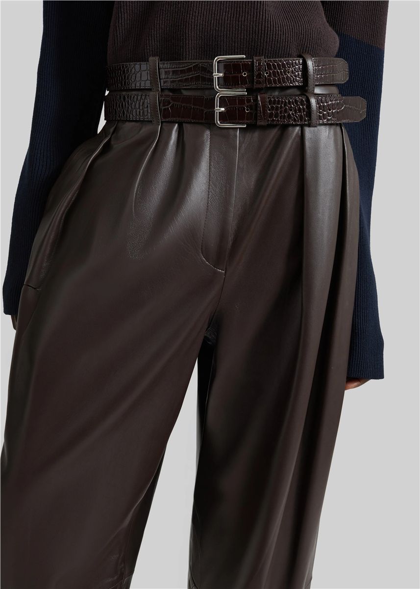 Jeva faux leather double belt loop trousers-THE FRANKIE SHOP-Verso