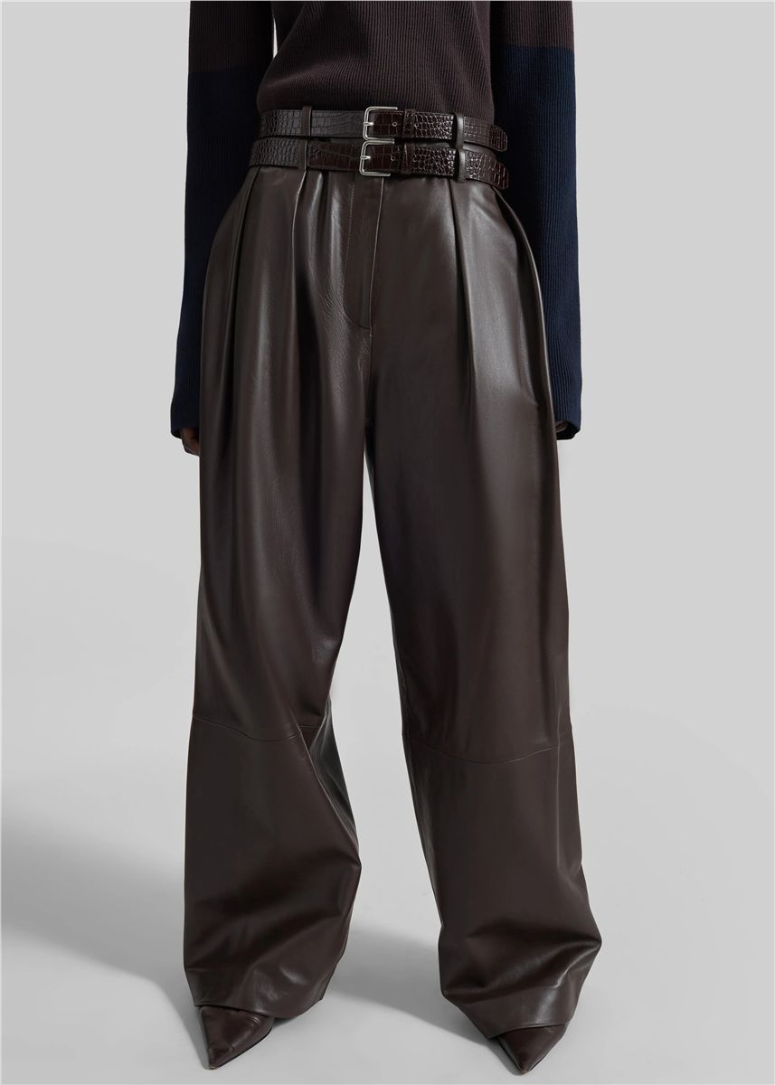 Jeva faux leather double belt loop trousers-THE FRANKIE SHOP-Verso