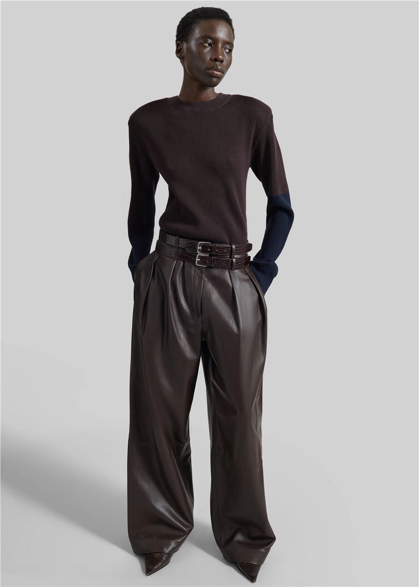 Jeva faux leather double belt loop trousers-THE FRANKIE SHOP-Verso