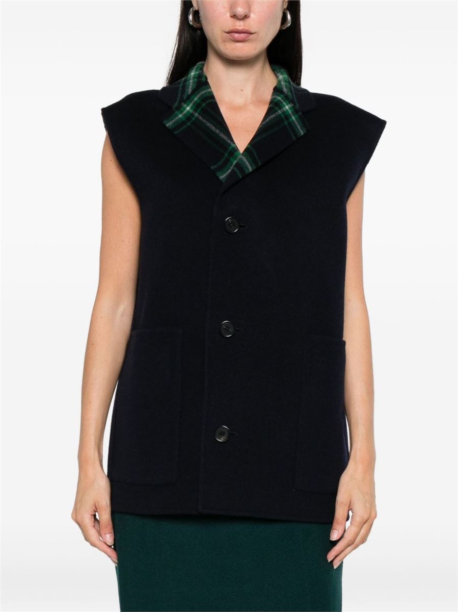 JULIE CHECK LAPEL SLEEVELESS VEST-ALICIA AUDREY-Verso