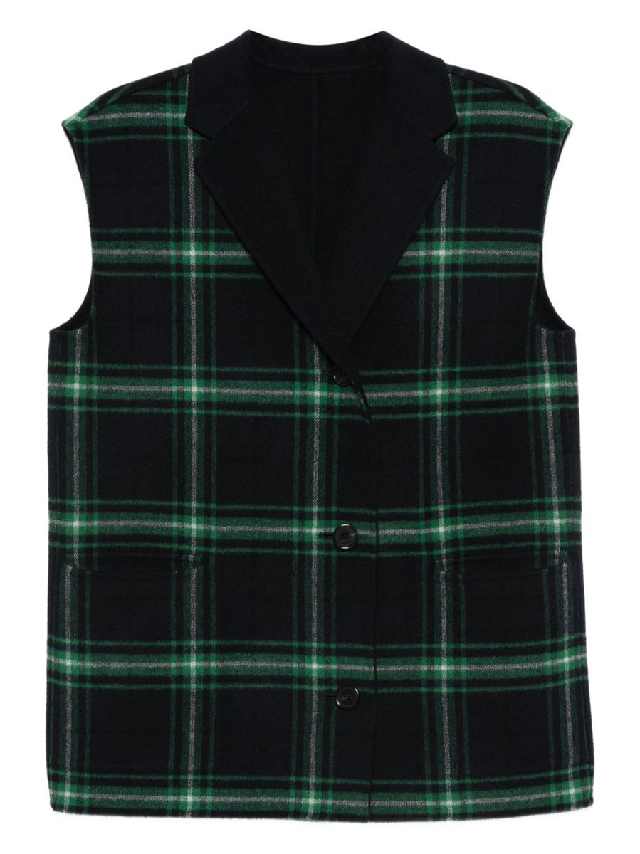 JULIE CHECK LAPEL SLEEVELESS VEST-ALICIA AUDREY-Verso