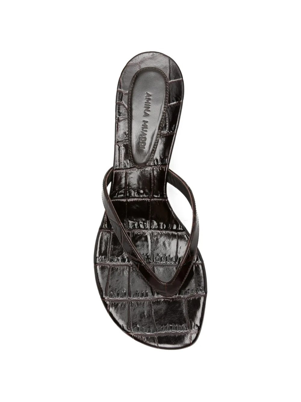 Juliette crocodile-effect leather sandals-AMINA MUADDI-Verso