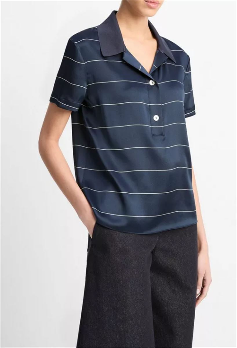 KNIT-COLLAR STRIPED SILK POLO SHIRT-VINCE-Verso