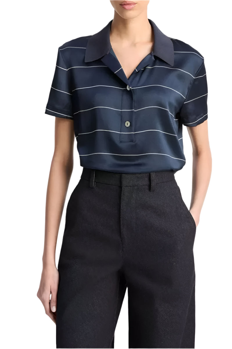 KNIT-COLLAR STRIPED SILK POLO SHIRT-VINCE-Verso