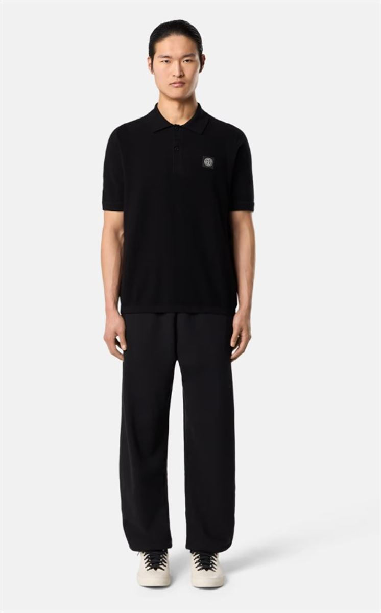 KNIT SHORT-SLEEVE POLO SHIRT WITH COMPASS PATCH-STONE ISLAND-Verso