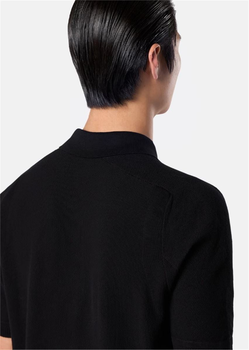 KNIT SHORT-SLEEVE POLO SHIRT WITH COMPASS PATCH-STONE ISLAND-Verso