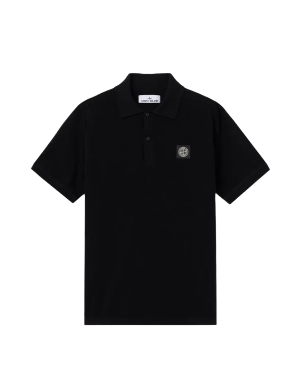 KNIT SHORT-SLEEVE POLO SHIRT WITH COMPASS PATCH-STONE ISLAND-Verso