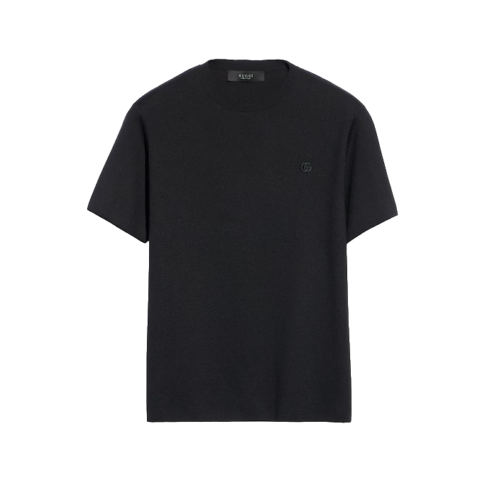 Knit silk cotton t-shirt with embroidery-GUCCI-Verso