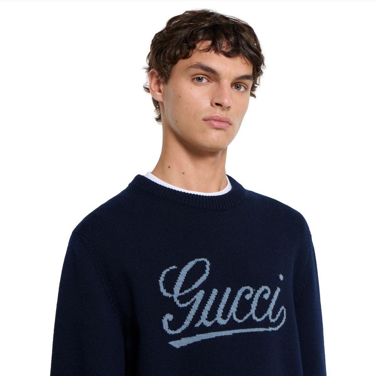 Knit wool jumper with intarsia-GUCCI-Verso